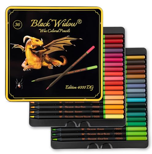 Black Widow Coloring Pencils for Adults – 36 Wax Soft Core Colored...