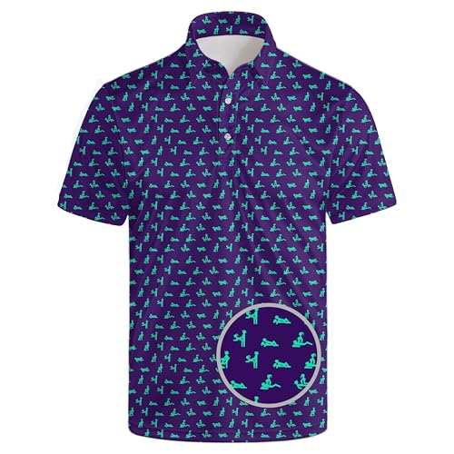 Funny Mens Golf Shirt Moisture Wicking Quick Dry Print Performance Short Sleeve Collared Polo Shirts for Men