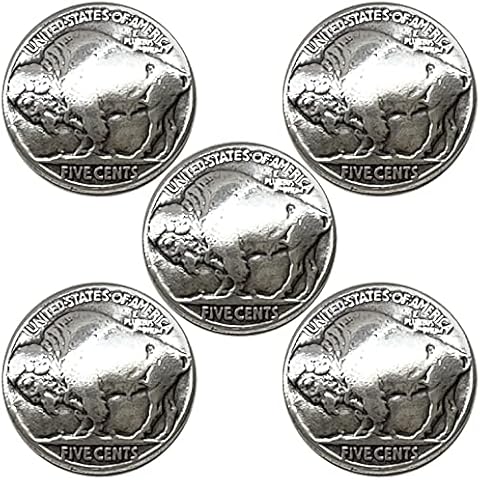 Antique Buffalo Nickel Reproduction Coin Conchos Size 7/8", Screw Back Concho (Buffalo Nickel) Set of 5 Cover