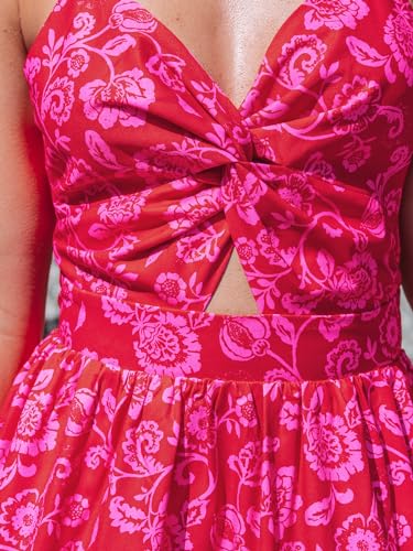 Image of CUPSHE Women's Maxi Dress Floral Print Twisted V Neck Sleeveless Long Dress Summer Casual Dress