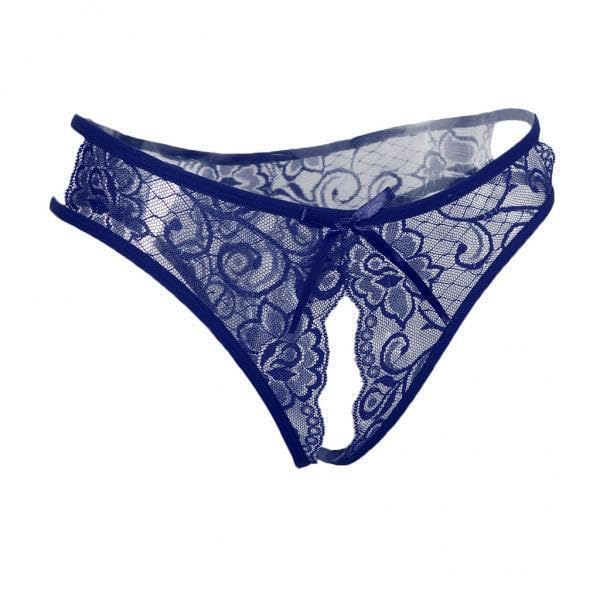 2xWomens Sexy Floral Lace Thong Underwear Crotchless Panties Lingerie Blue-image-35