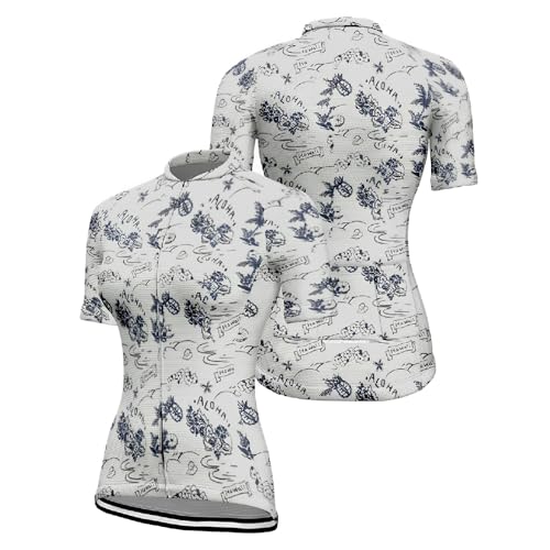 Mateju Maillot Ciclismo para Mujer, Estilo Pastoral Ropa Ciclismo Exterior Cómodo Transpirable, Verano Secado Rápido Camisetas Manga Corta Hombre, Camiseta Mujer Elástico (Gris,XXL)