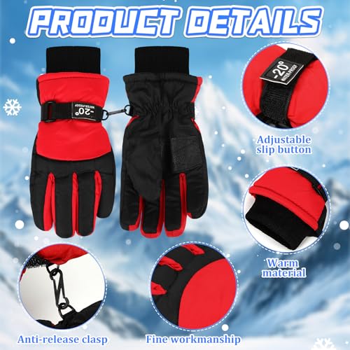 Image of Jansun 3 Pairs Kids Winter Gloves Warm Outdoor Windproof Adjustable Gloves Toddler Snowboard Gloves for Cold Weather Boy Girl Children