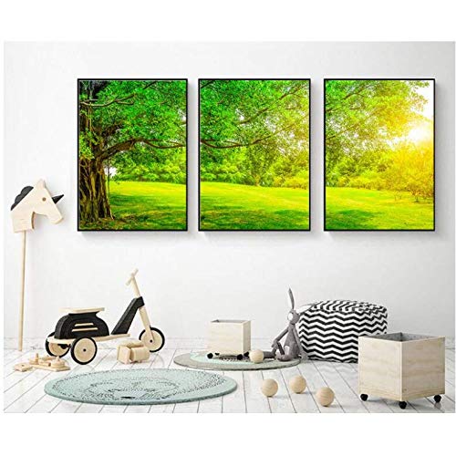 Peinture 3 panneaux paysage de printemps un cadeau idéal pour la décoration du nouvel an