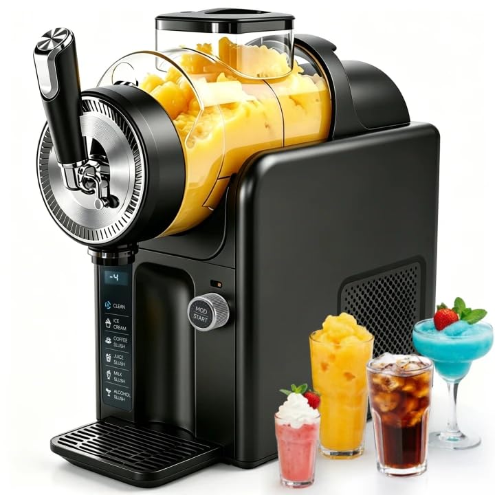Image of Slushie Machine for Home, No Ice Needed Slushy Machine & Frozen Drink Machine, 6 Presets, Real-Time Temp Display, Auto-Clean Slushy Maker Machine for Margaritas, Frappes, Milkshakes, Party Size（Black）