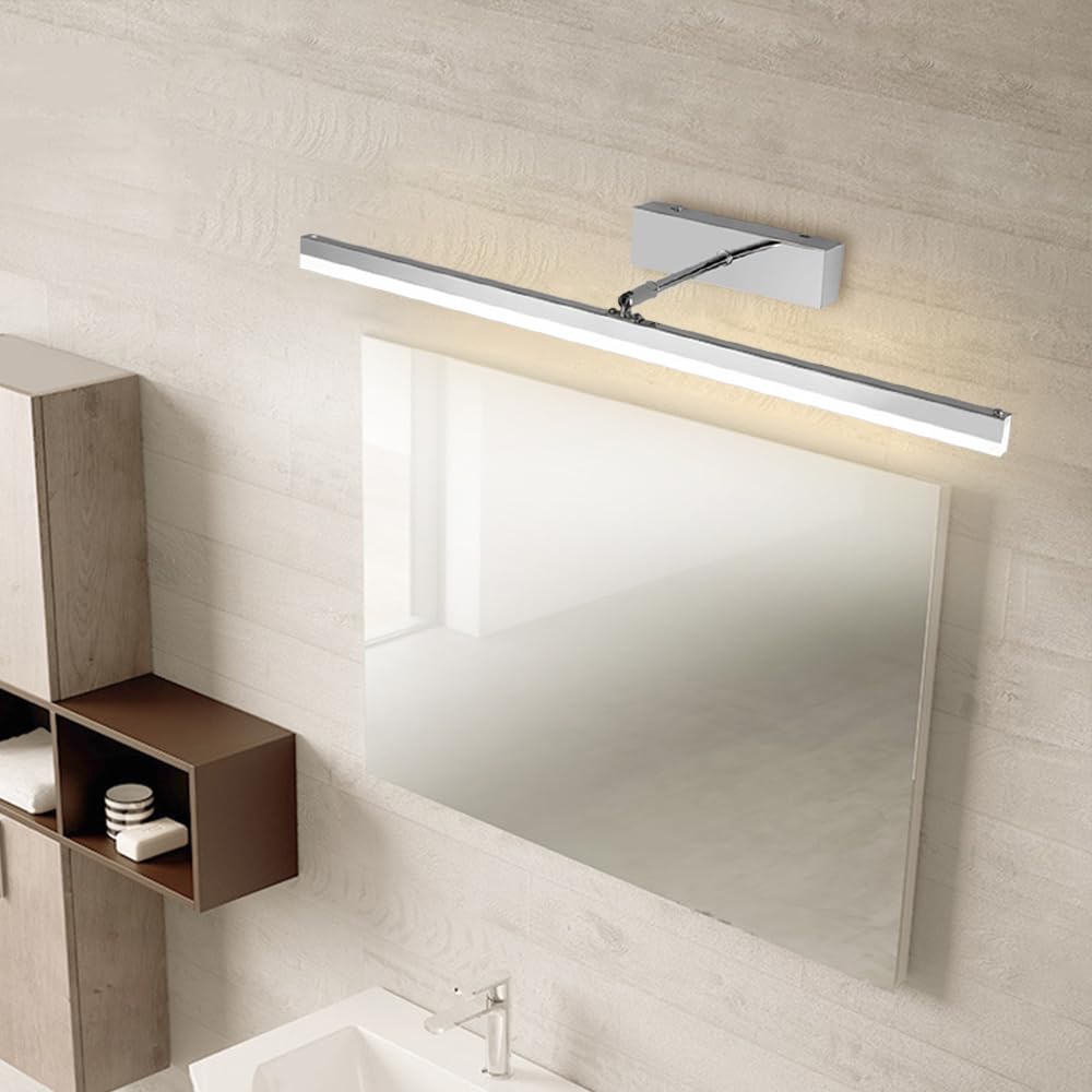 Genérico Lámparas de baño sobre Espejo, lámparas LED para baño, Apliques de Pared sobre Espejo con Brazo retráctil, Acabado Plateado, Apliques de Pared Minimalistas para Interiores.