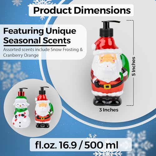 Image of Simple Pleasures Snowman & Santa 2 Pack: Cranberry Orange Scented Decorative Refillable Soap Dispensers for Kitchen Countertops and Bathroom Sinks