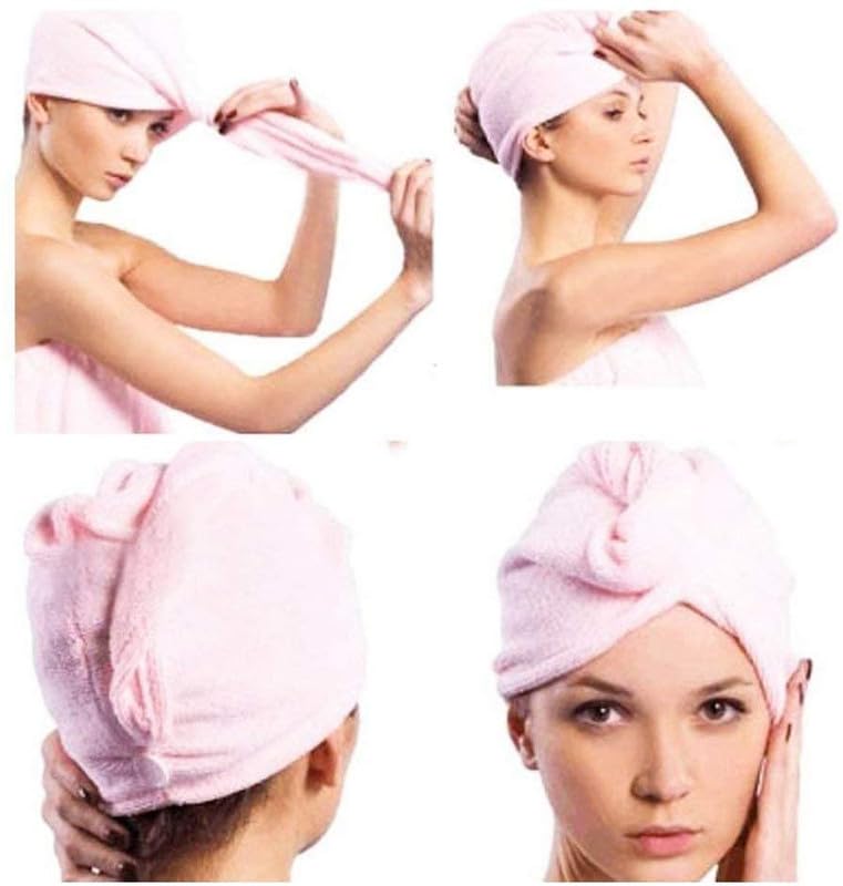 HDR MALL Quick Turban Hair-Drying Absorbent Microfiber Towel/Dry Shower Caps/Bathrobe Hat/Magic Hair Wrap for Women (Multi Color) 1