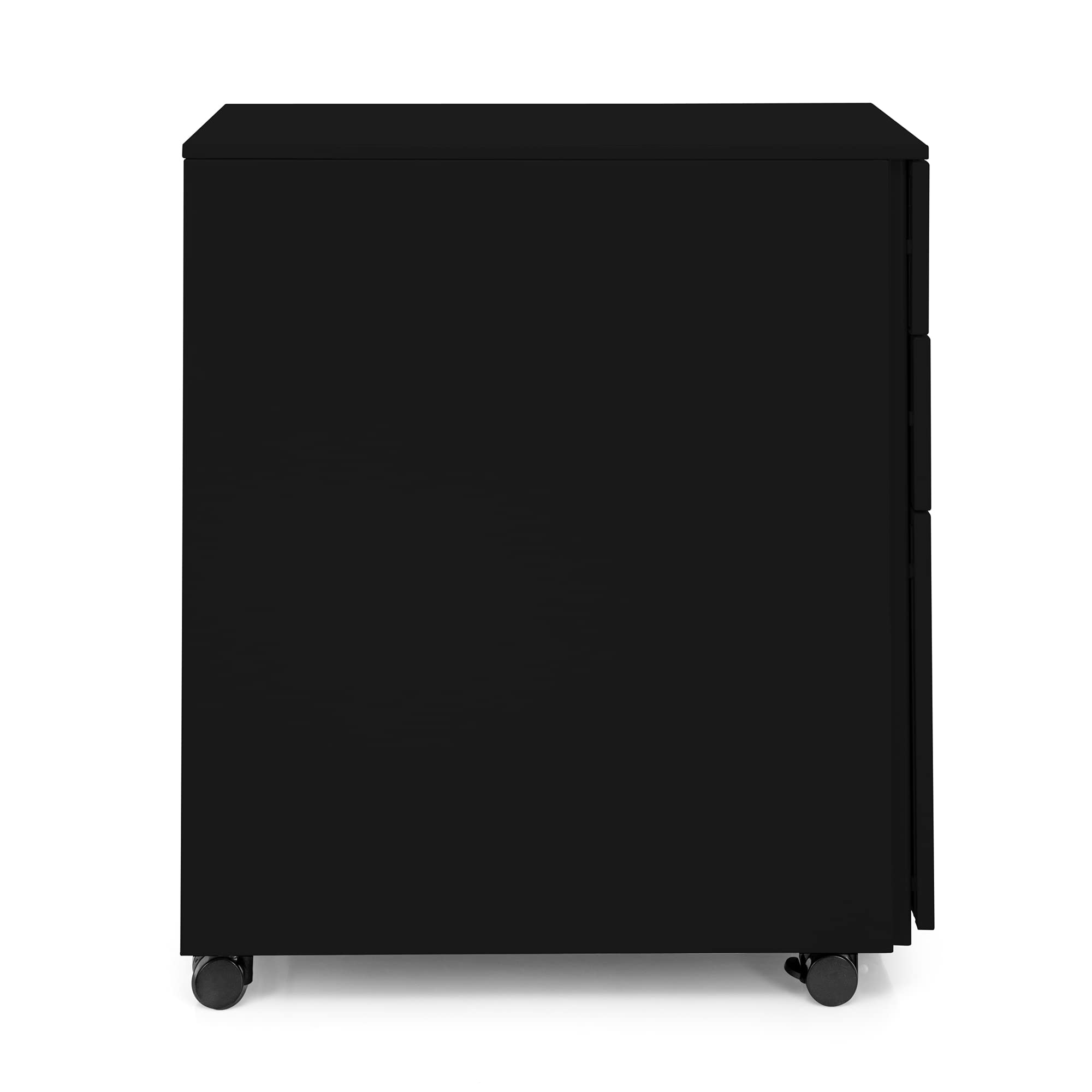 Ergotopia Rollcontainer schwarz - abschließbarer Bürocontainer für Schreibtisch 60x39x52 cm (HxBxT) - Büro Container mit 3 Schubladen - Schreibtischcontainer abschließbar