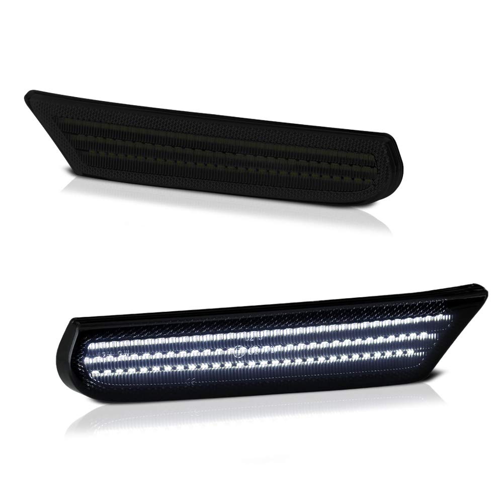 VIPMOTOZ White LED Strip Side Marker Light Front Fender Parking Lamp Replacement For 1999-2004 Porsche 996 911 Carrera & 97-04 986 Boxster, Black Smoked Lens, 2-Piece Driver & Passenger Side Set