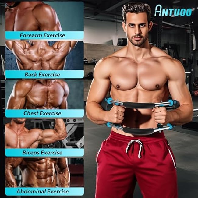 Twister Arm Trainer, 30-100lb Adjustable Chest Workout Bar, Power Arm Trainer for Men, Shoulder Arm Equipment, Forearm Strengthener, Portable Detachable Machine Full Body for Gym Home Fitness