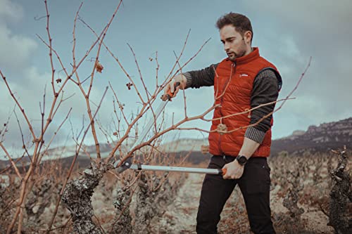 Gartenschere Zweihändig - Modell J500 - Aus Teflonbeschichtetem Stahl mit Griff aus Zwei Materialien - Bypass-Schnitt mit Haken - Länge 70 cm - Ideal für den Trockenschnitt - Altuna