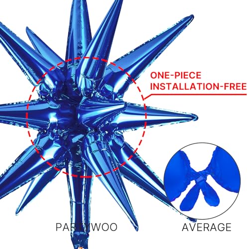 Image of PartyWoo Navy Blue Star Spike Balloons 2pcs Explosion Foil Mylar Balloons