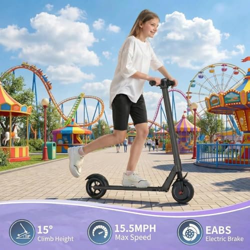 Image of Caroma Electric Scooter Adults,450W Peak Foldable E-Scooter,16 MPH,21 Miles | 3 Speeds & 15 Climb, UL2272 EABS Brake,Smart LED Display Lights, Foldable Frame For Kids 8+, Teens Women Commute Travel