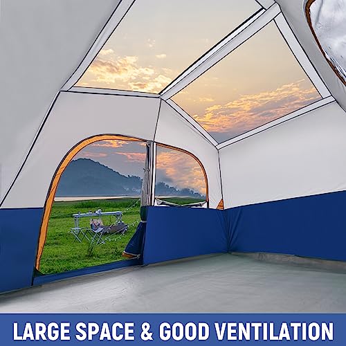 Image of HIKERGARDEN 6-8 Person Camping Tent - Portable Family Cabin Tent for Camp, Windproof Fabric Camp Tent Outdoor for Hiking, Backpacking, Traveling