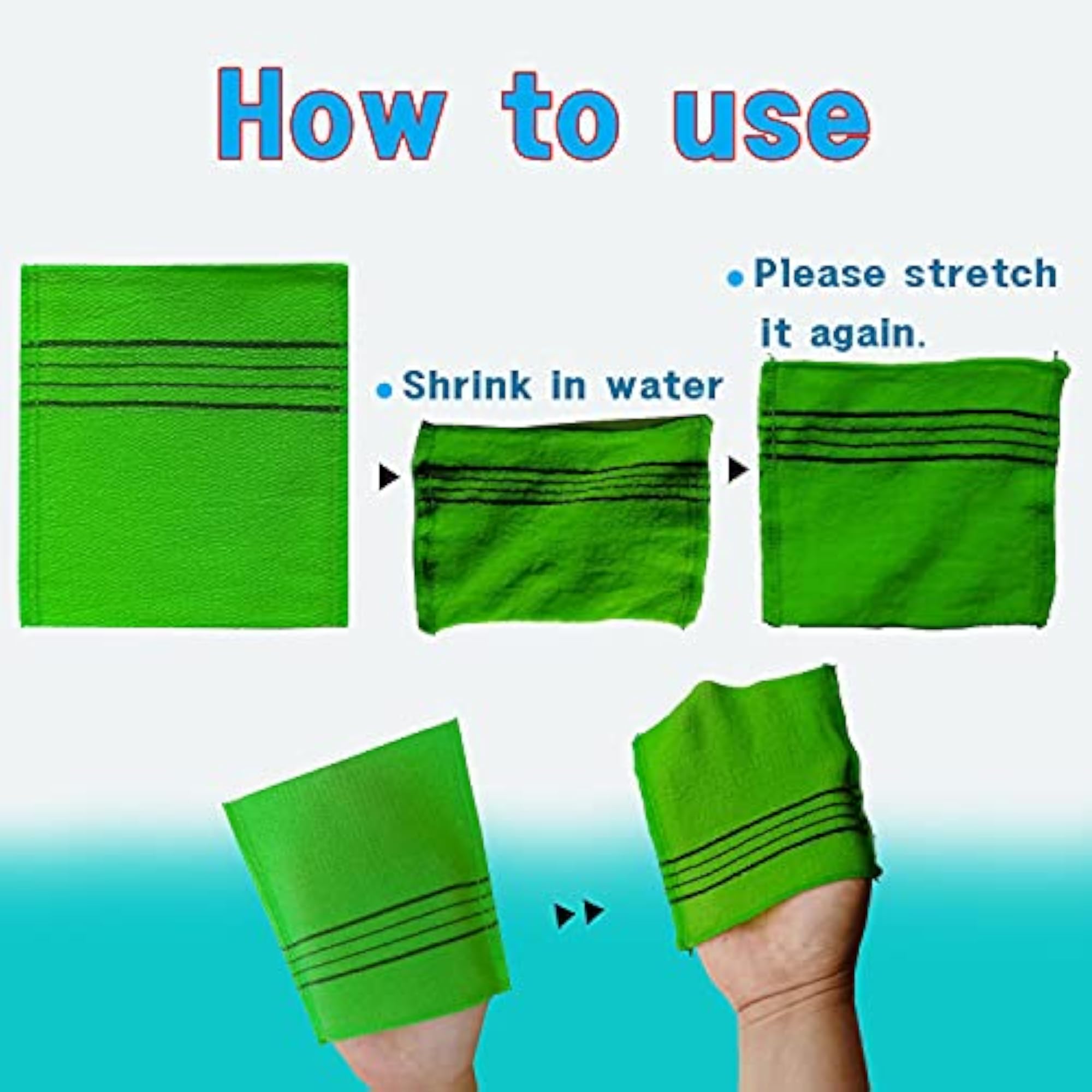 Korean Exfoliating Bath Washcloth Mitt, Pack of 4