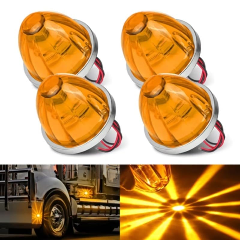 4PCS Amber LED Side Marker Lights for Trucks, IP67 Waterproof 12V-24V, Turn Signal &amp; Clearance Lamps, Perfect for RVs, Vans &amp; Heavy Duty Vehicles