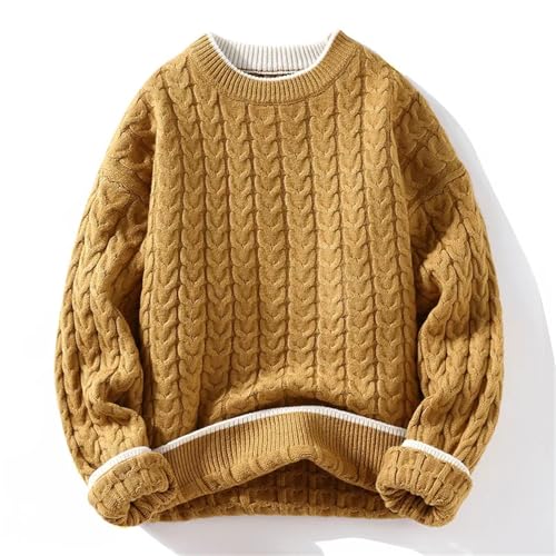 Men's Thickened Warm Sweater Round Neck Knitted Pullover Loose Casual Couple Pullover3