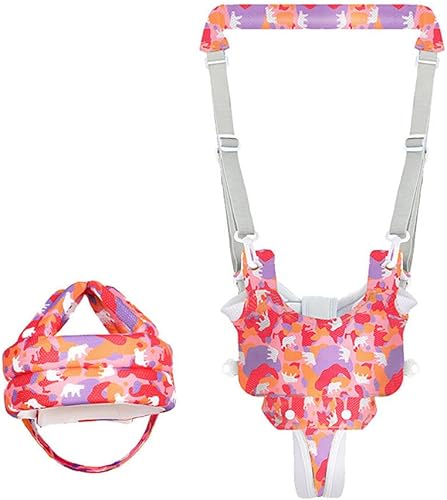 Conjunto de arnés para caminar y casco para caminar para bebés y niños pequeños, con impresión colorida de mano para niños pequeños, arnés ayudante