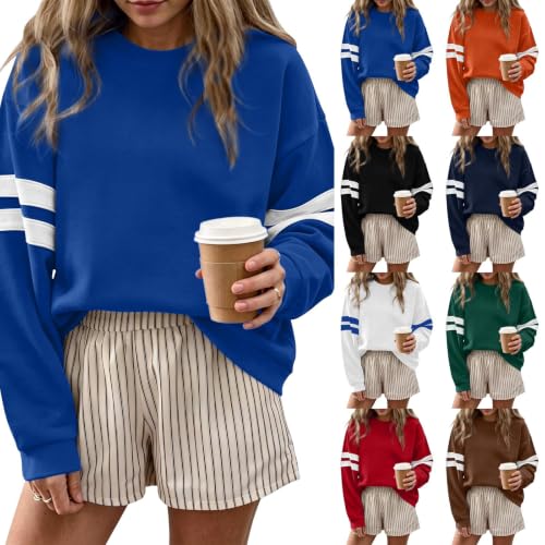 Womens Sweatshirt Striped Crew Neck Sweatshirts Fall Long Sleeve Shirts - image 1