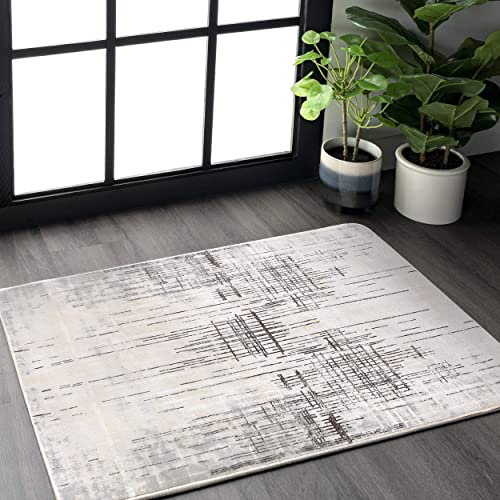 Tapis Chambre Tapis de Salon Style Moderne Tapis Artistique Traditionnel Unique Tapis de Salon Doux à Poils Courts Tapis Antidérapant Intérieur Moelleux pour Salon Chambre (80 x 120 cm, Gris/Beige) Cover