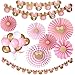 38pcs Minnie Mouse Party Supplies Decoration, Pink and Gold Minnie Paper Fans,Minnie Mouse Garland, Minnie Happy Birthday Banner,Balloons for Girls 1st 2nd 3rd Birthday Decorations