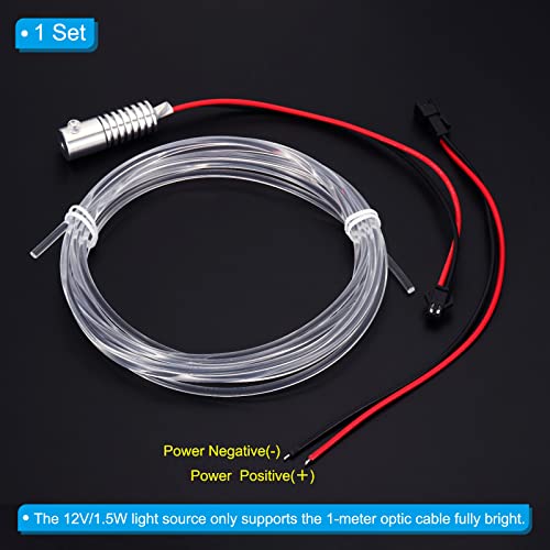 Image of PATIKIL 3mm 3.0m PMMA Side Glow Fiber Optic Cable Kit, with LED Aluminum Illuminator 12V 1.5W Guide Light Source Decoration for Home DIY Lighting, Cool White
