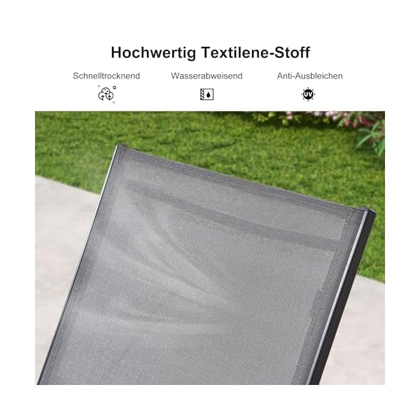 PURPLE LEAF Sonnenliegen 2er Set mit Tisch, Grau