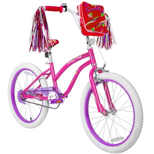 WEIZE Girls Bike for 6-12 Years Old Kids, 20 Inch Kids Bike with Training Wheels, Streamers, Basket and Doll Seat, Children Bicycles with Coaster Brake, Pink