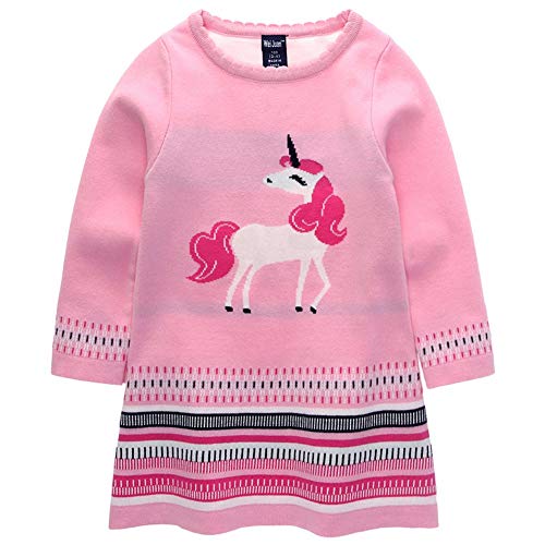 Julerwoo Girls Unicorn Sweater Dress Garden Party Jesery Winter Casual Dress2