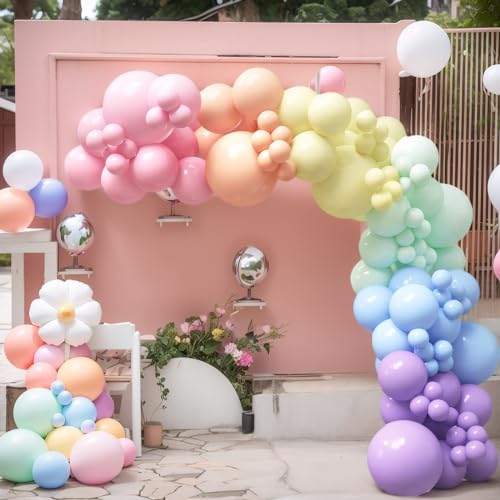 House Of Party 123456 140Pcs Pastel Rainbow Balloon Arch Garland Kit - Balloon Arch Kit-Birthday Balloons, Globos Para Decoracion De Fiestas | Ideal For Halloween Birthday First Birthday Party Decorations thumb #4