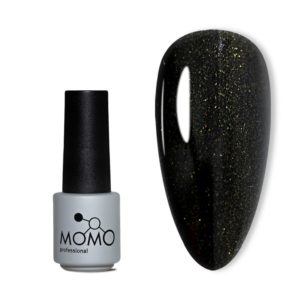 MOMO professional Kalıcı Oje S019 Altın Işıltılı Siyah 4 ml