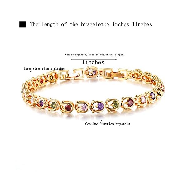 Women Bracelets, 18K Multi-Gemstone and Diamond Tennis Bracelet Gold Heart Bracelets for Women (Diamond Bracelet)
