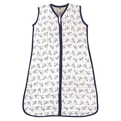 Image of Hudson Baby Unisex Baby Muslin Cotton Sleeveless Wearable Sleeping Bag, Sack, Blanket, Paper Airplane, 12-18 Months