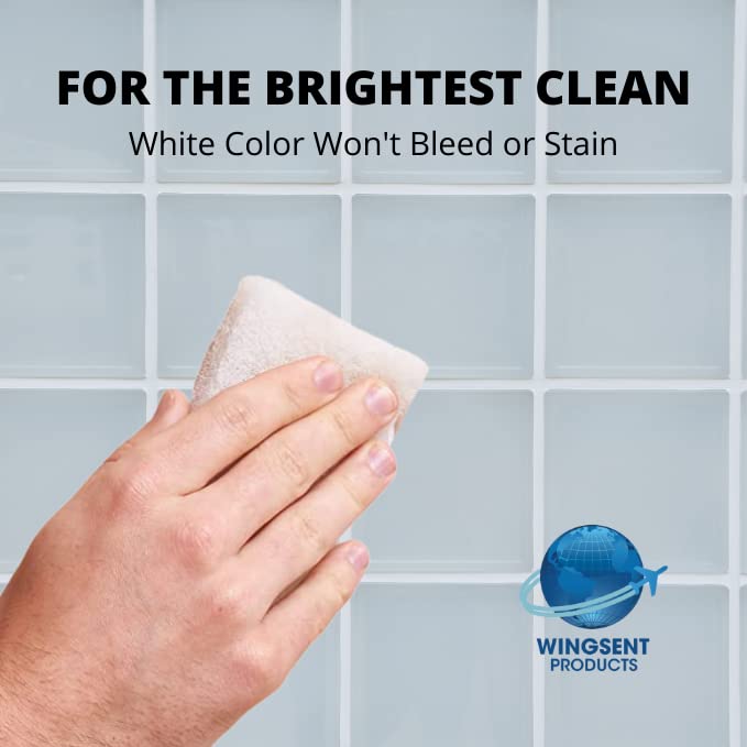 Image of Commercial Light Duty White Scrub Pad - 4.6 inch x 10 inch Non-Abrasive Cleaning Pad for Delicate Surfaces, Kitchen, Bathroom, Glass & More - Bulk 5 Pack