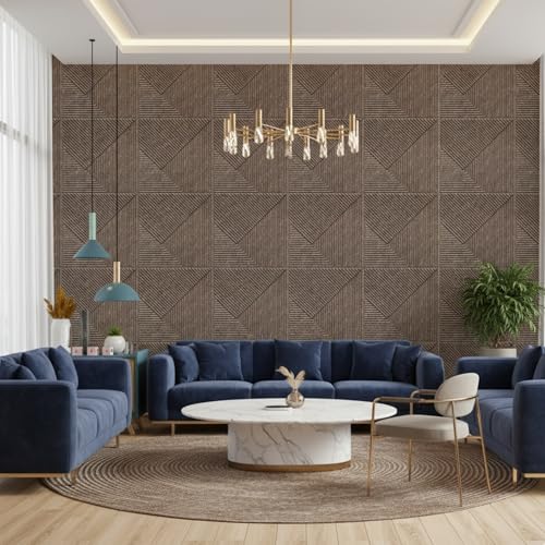 Image of Kayra Decor PVC Panel for Wall - Fluted Design, Magnum Brown Color 19.7 inch x 19.7 inch (Pack of 18) - Covers 48.51 Sq. Ft.