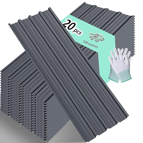 Metal Roofing Panels - Corrugated Galvanized Roof Panels 20 PCS Waterproof Heavy Duty Metal Roof Panels for Outdoor House Storage Stables Patio Garages Sheds,Gray 99 ft²