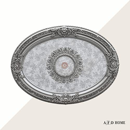 Image of Petite Oval Round Chandelier Ceiling Medallion or Fan Medallion, 43 Inches, Silver