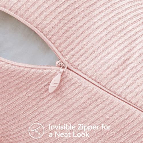 Image of a moment Pack of 2 Decorative Chenille Throw Pillow Covers with Twill Cushion Covers for Sofa Living Room Couch Bed 26x26 Inch Light Pink