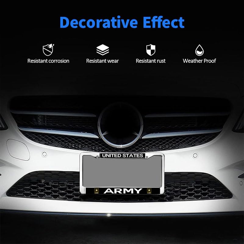 Image of United States Army License Plate Frame for Car Lovers US Veteran Superhero Custom US Army Pride Rust-Proof License Plate Frame