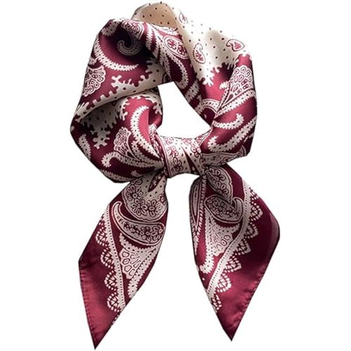 Satin Silk Scarf for Women - 27.5 × 27.5 inches Medium Square Neck Scarf,Fashionable & Versatile for Multiple Styles&Patterns