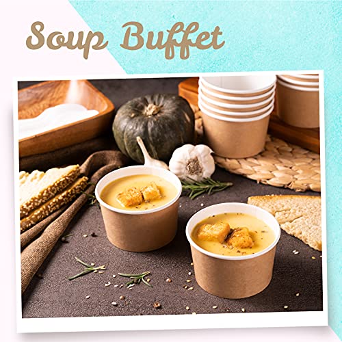 Image of MATICAN Paper Ice Cream Cups - 50-Count 5.5-Oz Disposable Dessert Bowls for Hot or Cold Food, 5.5-Ounce Party Supplies Treat Cups for Sundae, Frozen Yogurt, Soup, Brown