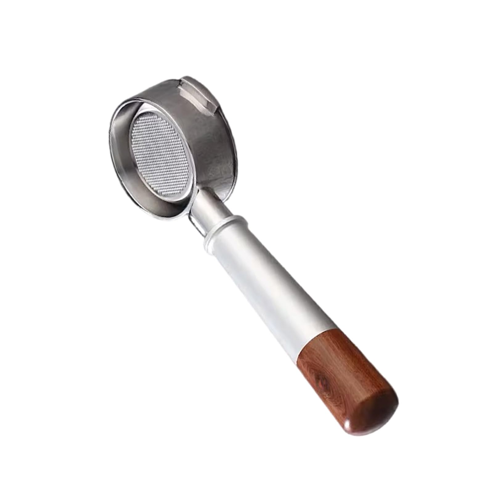 carotoe Machine Bottomless Filter with Wood Handle Stainless Steel Espresso Maker Portafilter for Home or Commercial Use Coffee Handle
