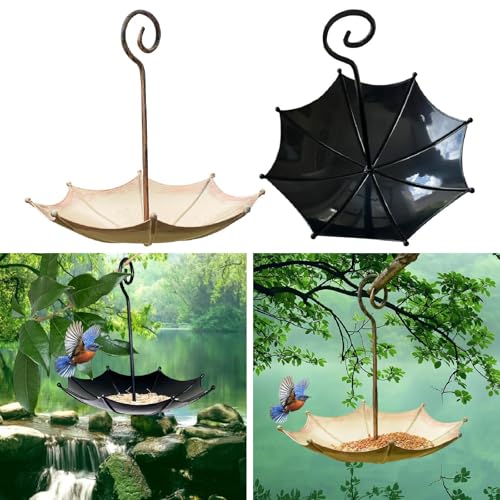 Image of Umbrella Shaped Bird Feeder Practical Multipurpose Decorative for Yard Patio Copper Color Home & Garden