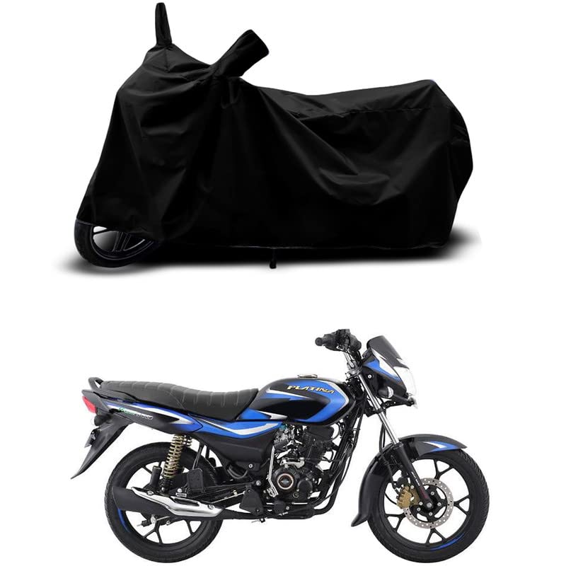 Image of 100% Scratchproof /UV-Rays /Heat Protection /Birds Dropping /Water Resistant /Dust Proof /Waterproof /Full Bike Scooty Two Wheeler Body Cover Compatible for Platina 100 All Varients[Black]