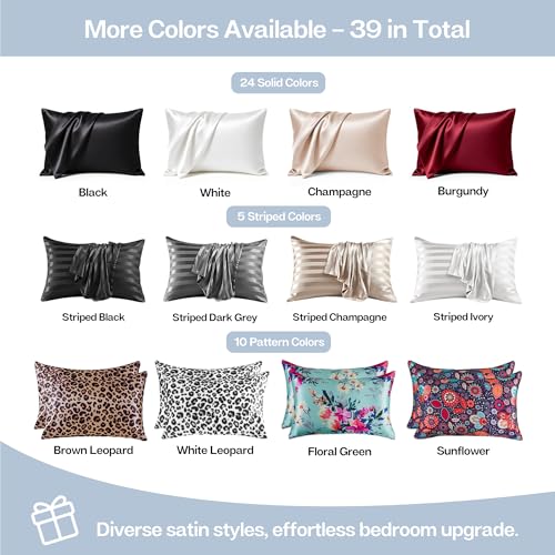 Image of MR&HM Satin Pillowcase for Hair and Skin, Silk Satin Pillowcase 2 Pack, King Size Pillow Cases Set of 2, Silky Pillow Cover with Envelope Closure (20x40, Light Blue)