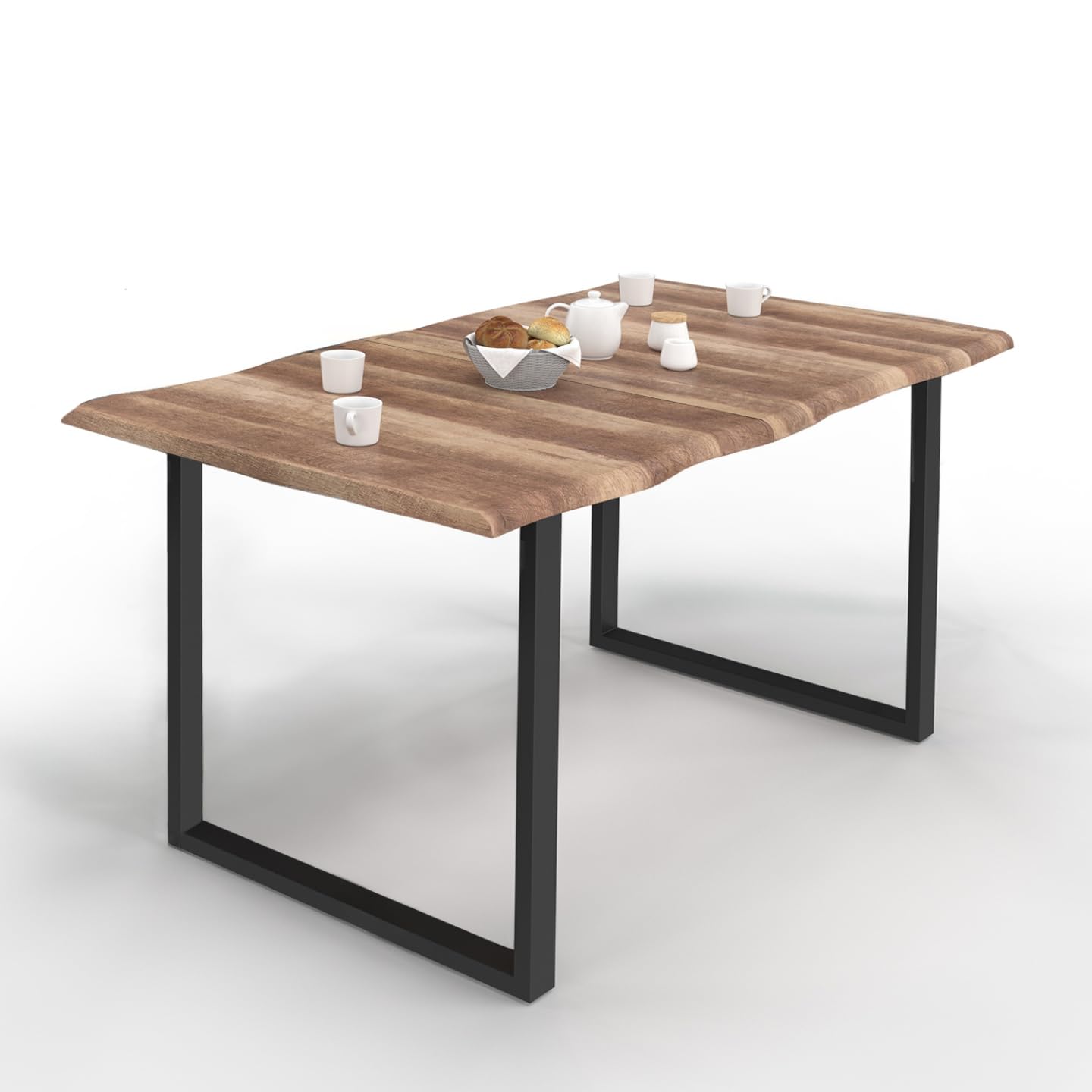 IDMarket - Mesa de comedor rectangular Dakota con 6 personas, patas en forma de U, diseño industrial 160 cm