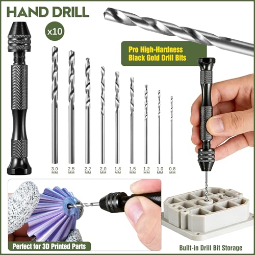 51Pcs 3D Printer Tool Kit with Storage Case, 3D Printing Accessories Including Deburring Tool, Scraper, Wire Knife, Metal Files, Brushes, Hand Drill & Tweezers, Compatible with All FDM 3D Printers - Image 3