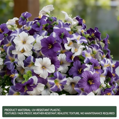 Artificial Flowers for Outdoors Fake Flowers Decor 12 Bundles Silk Morning Glory Plants for Planter Porch Patio Yard Garden (12, Purple) image 4