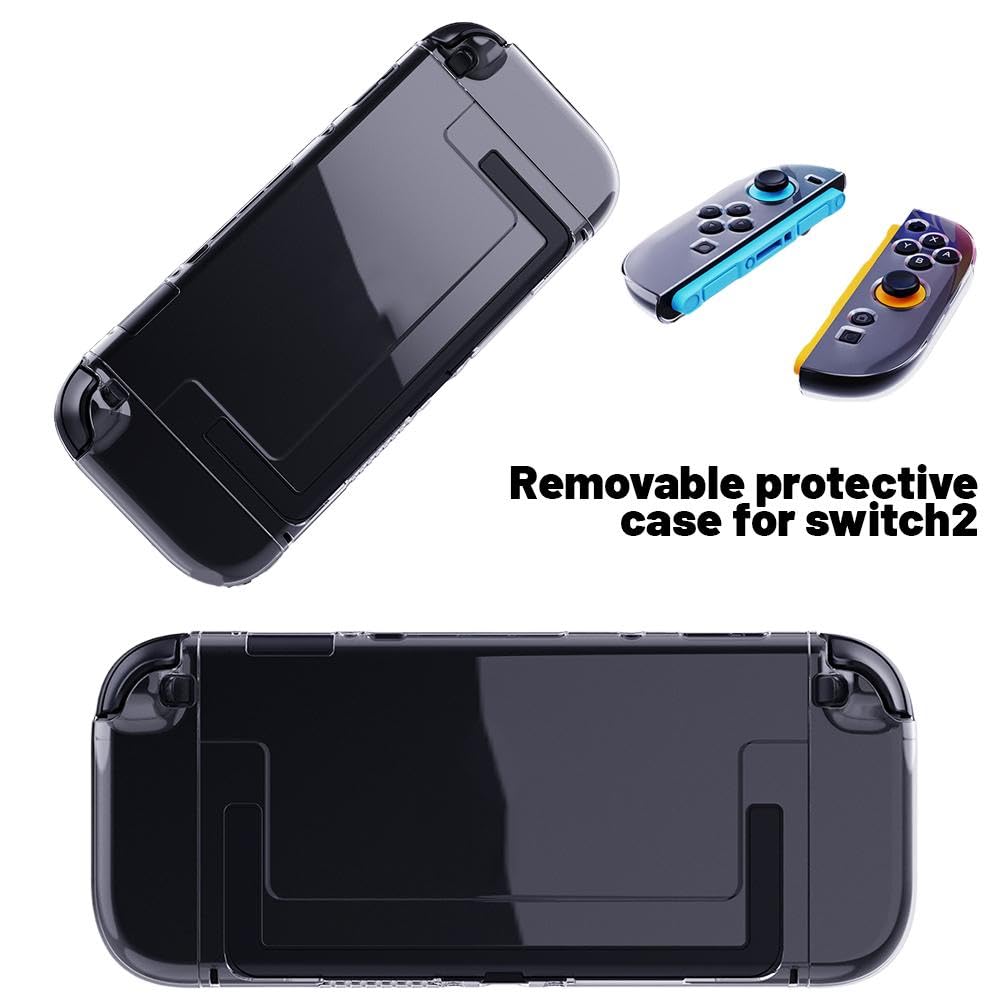 Custodia protettiva rimovibile per Switch2 con manici staccabili - PC+TPU doppio materiale, design trasparente, 1,5 m testato contro le cadute